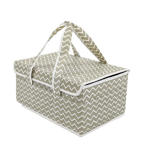 Baby Diaper Caddy Organizer With Lid-Wavy