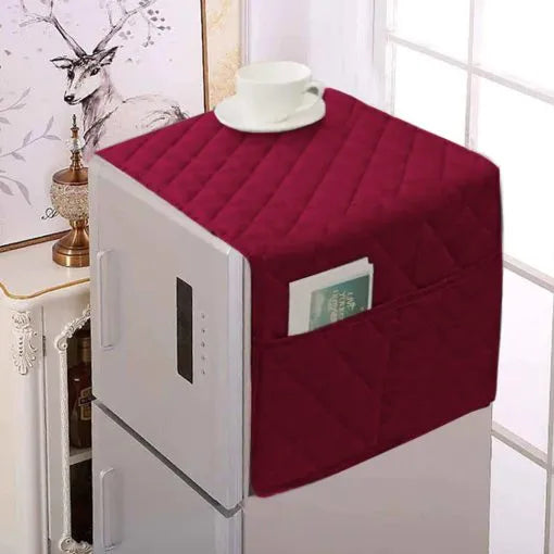 Dustproof Quilted Refrigerator Cover With Side Pockets