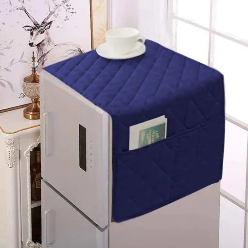 Dustproof Quilted Refrigerator Cover With Side Pockets