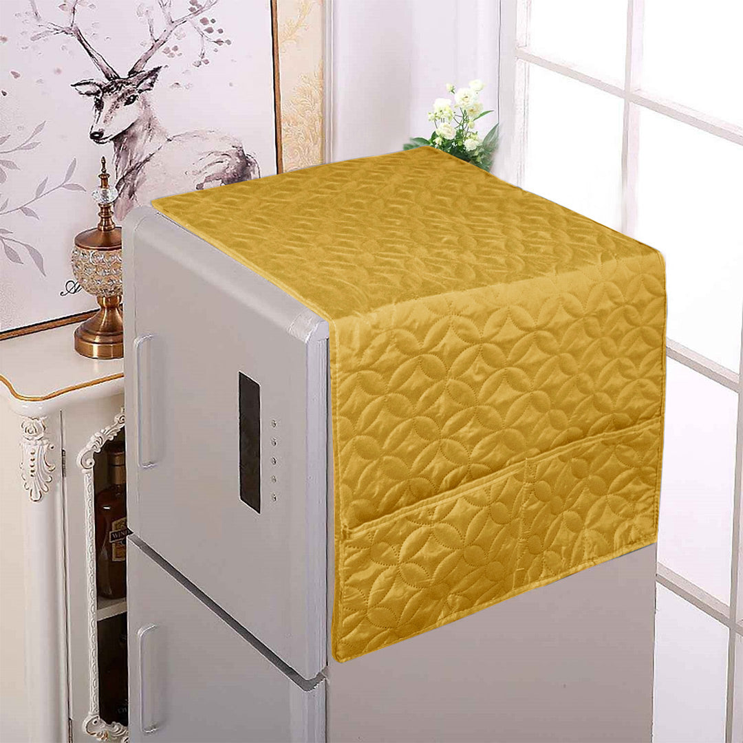 Dustproof Microfiber Quilted Refrigerator Cover With Side Pockets