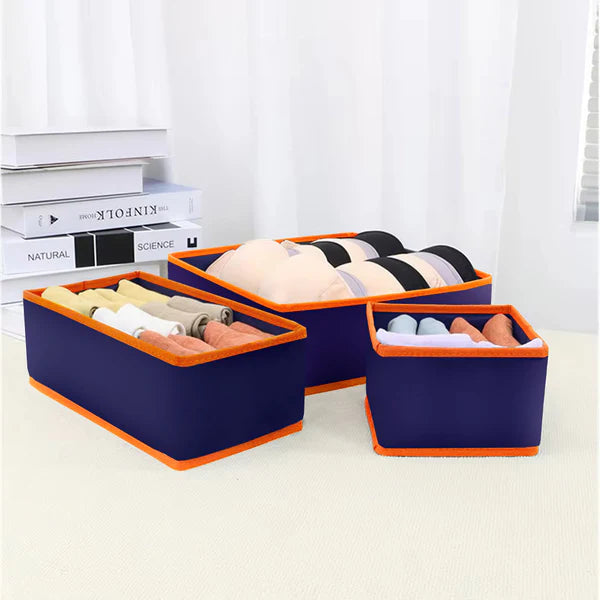 Pack of 3 Drawer Organizers-Dyed Blue
