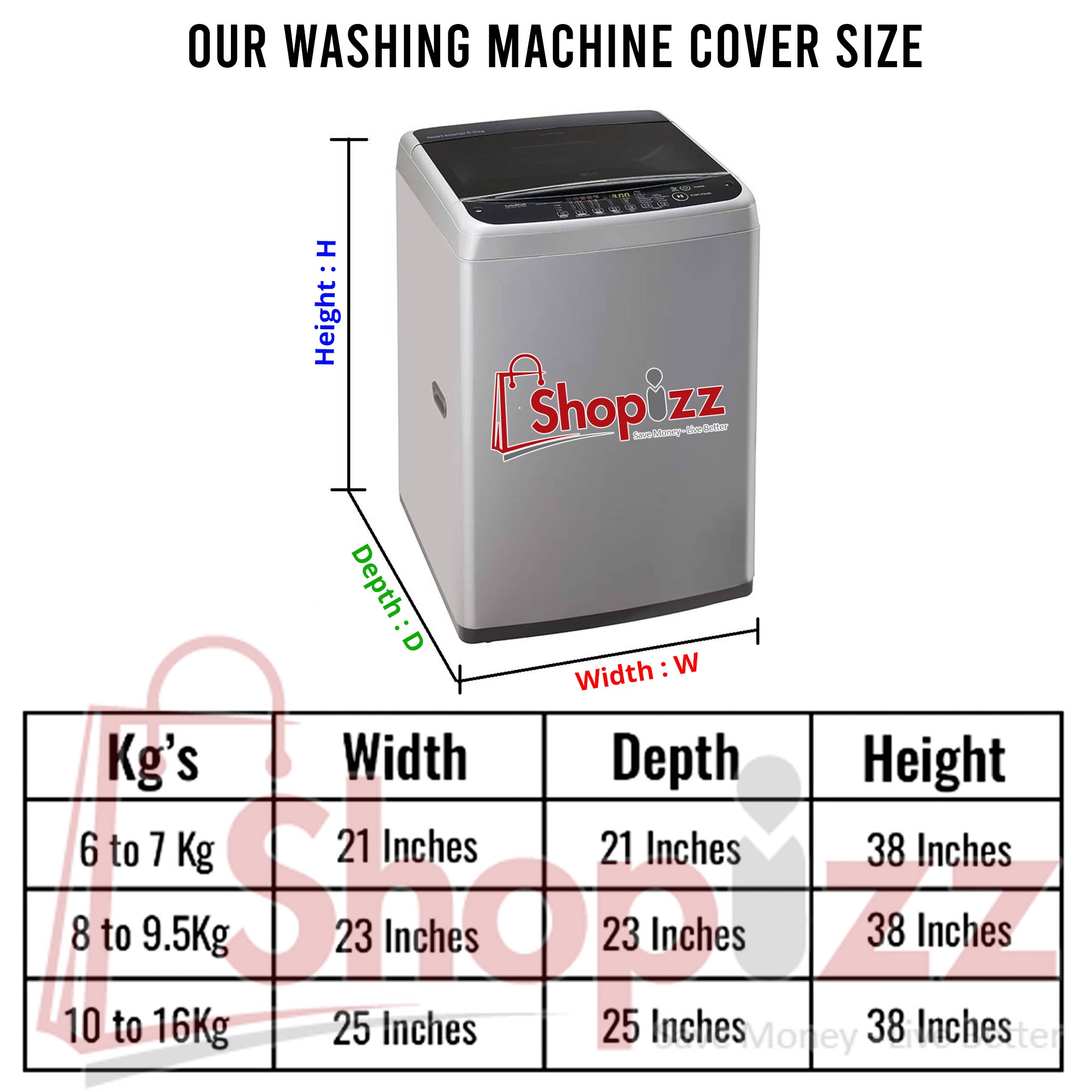 Waterproof, Dust Proof, Heat Proof, Rust Proof Parachute Washing Machine Cover