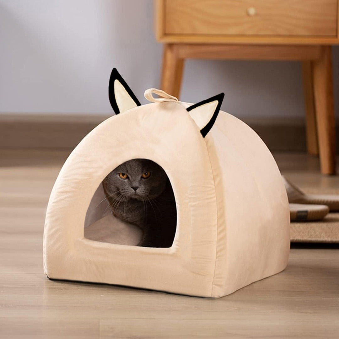Soft Velvet Stuff Dome Shaped Portable House For Pets