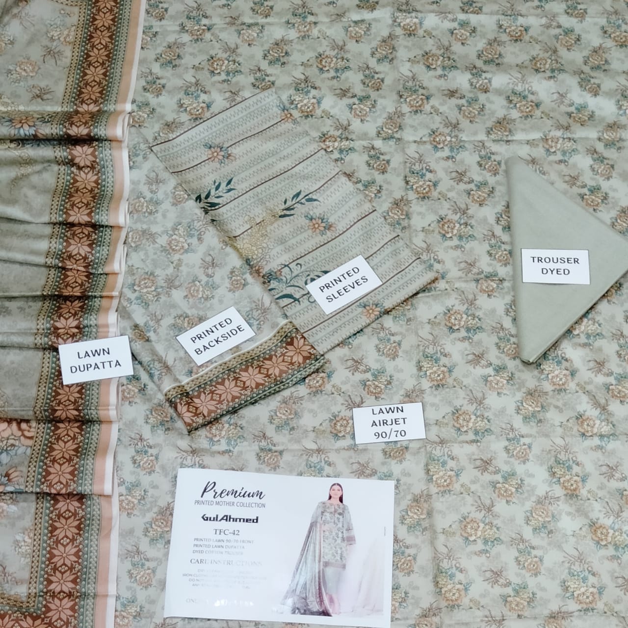 Gul Ahmad 3 PCS Full Printed Lawn Dress With Printed Lawn Duppata A43#