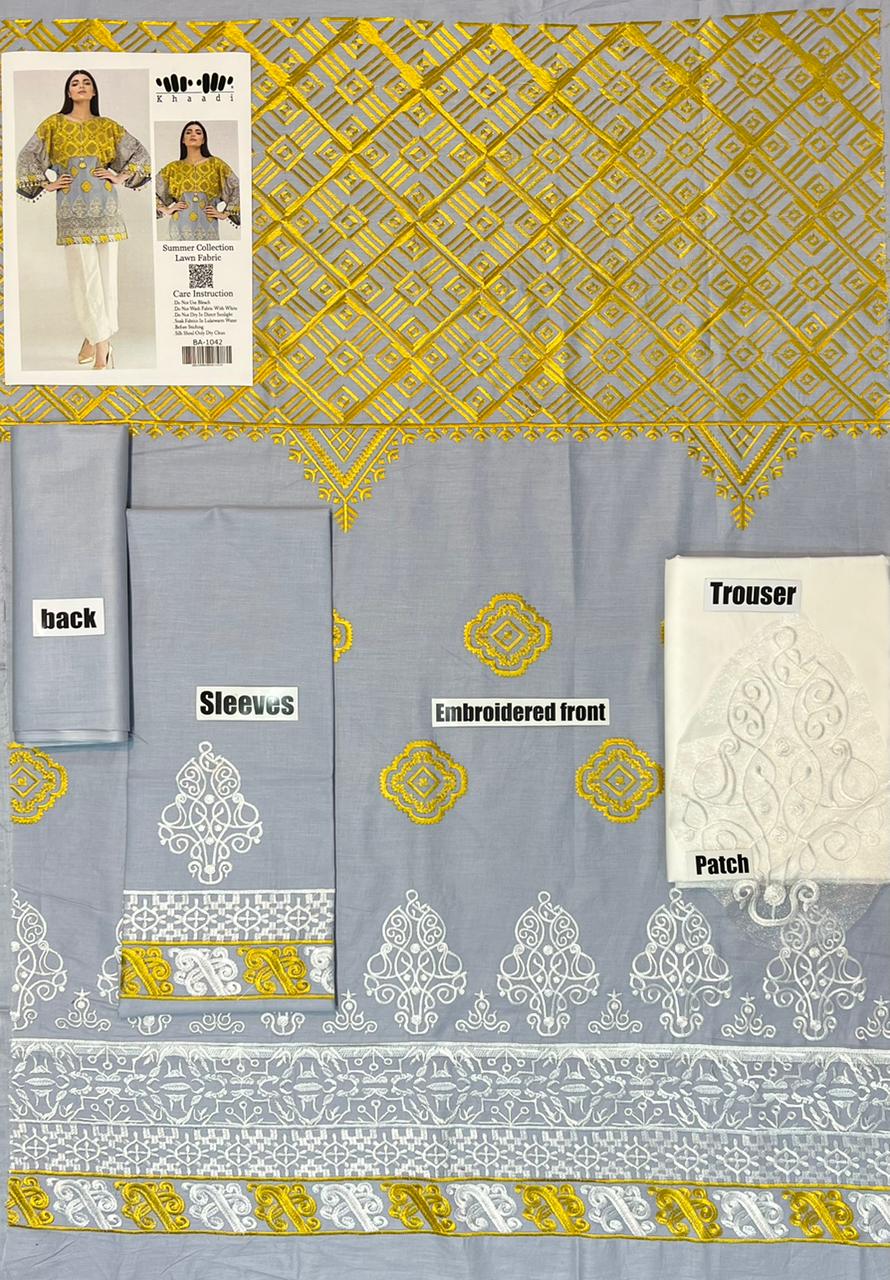 Khaadi 2 PCS Full Embroidered Lawn Dress A48#