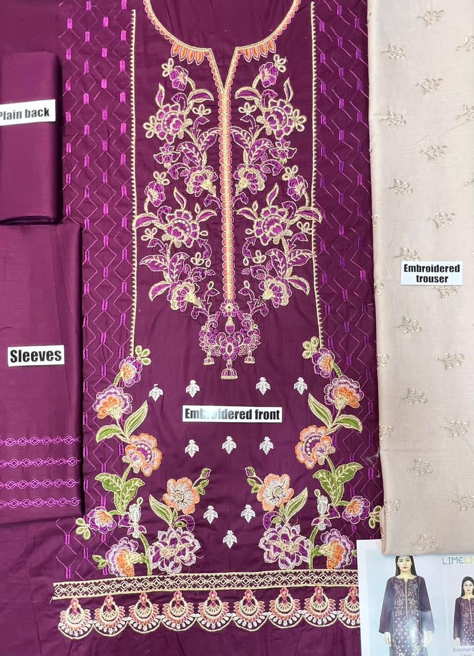 Lime Light 2 PCS Full Embroidered Lawn Dress A48#