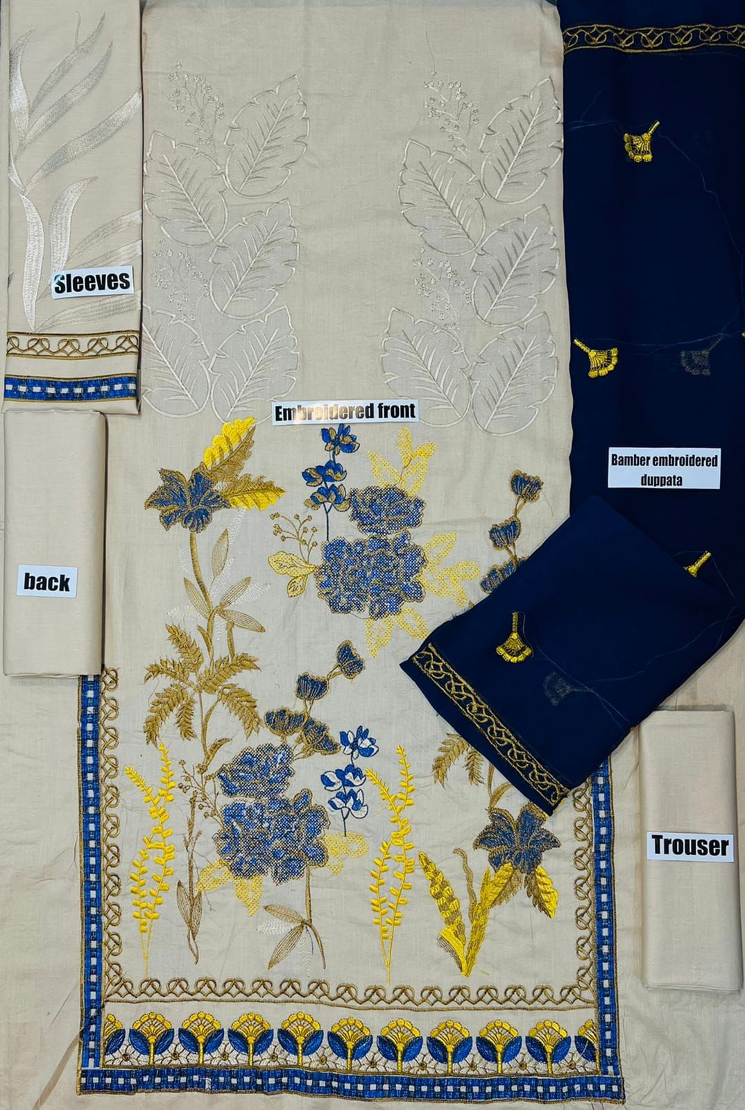 Lime Light 3 PCS Full Embroidered Lawn Dress With Bamber Embroidery Dupatta B03#