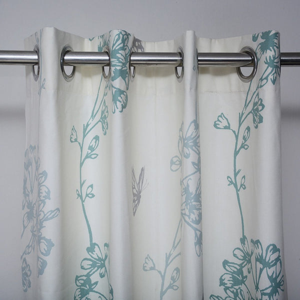 Arcadia Floral Printed Cotton Eyelet Curtains With Lining 46″x 72″ 1-piece