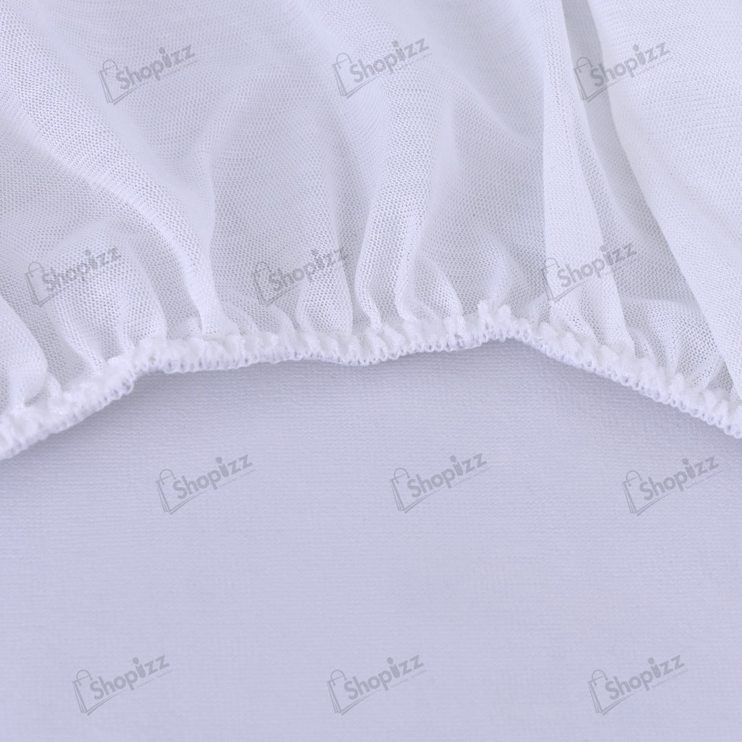 Poly Cotton Jersey Waterproof Mattress Protector In White Color With Elastic Fitting