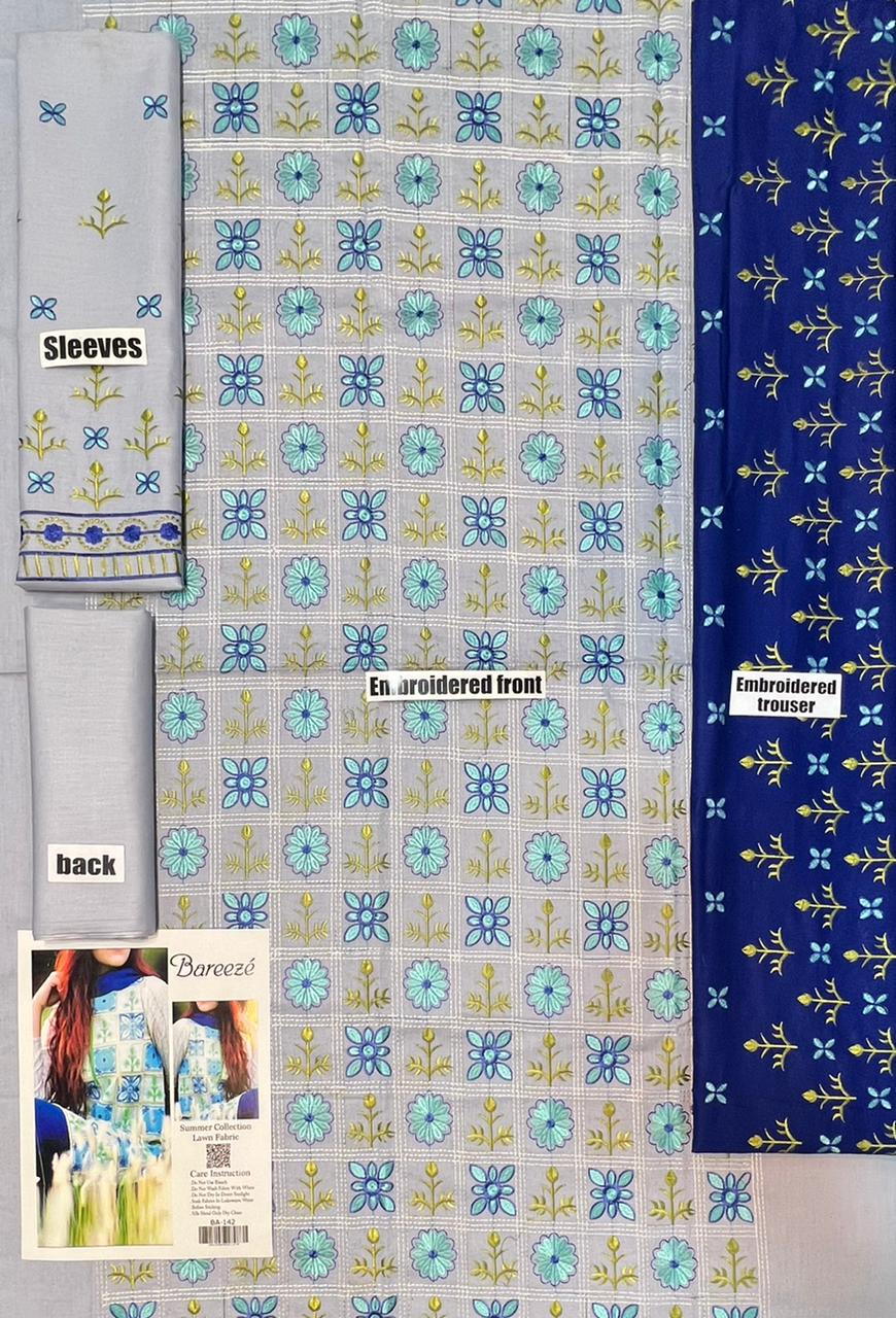 Bareeze 2 PCS Full Embroidered Lawn Dress A48#