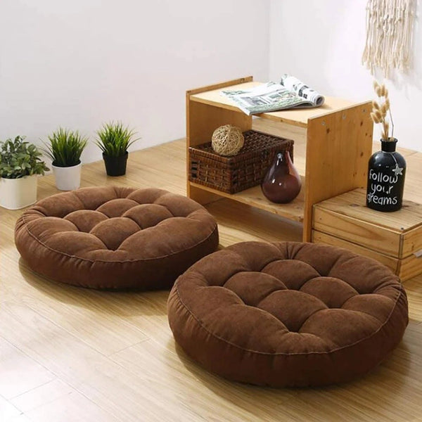 Ultra Comfortable And Soft Round Shape Floor Cushion – Brown