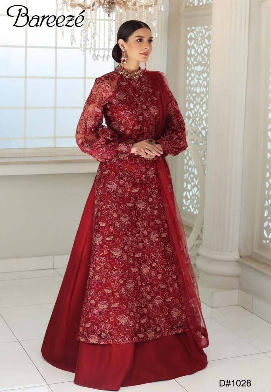 Bareeze 3 PCS Full Embroidered Lawn Dress With Printed Lawn Dupatta B28#