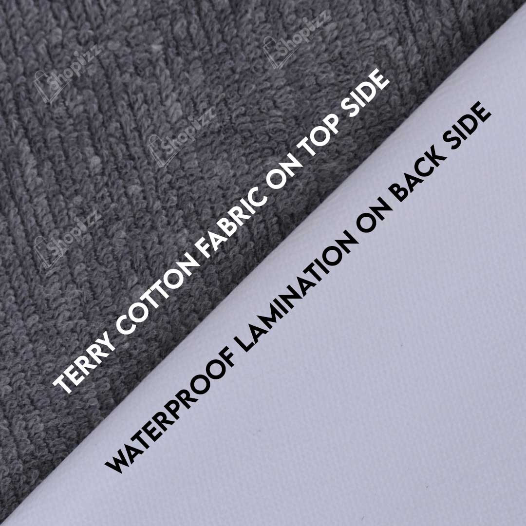 Terry Cotton Waterproof Mattress Protector In Grey Color With Zipper