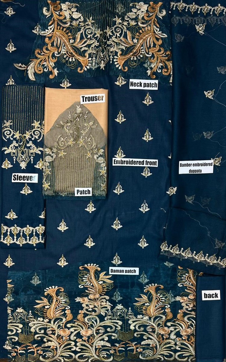 Charizma 3 PCS Full Embroidered Lawn Dress With Embroidery Chiffon Dupatta B03#