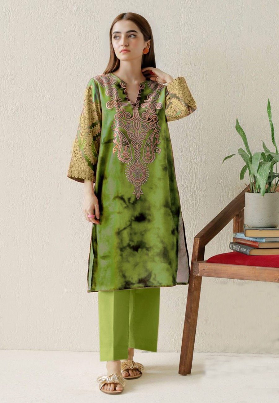 Ethnic 3 PCS Neckline Embroidered Lawn Dress With Printed Chiffon Duppata A43#