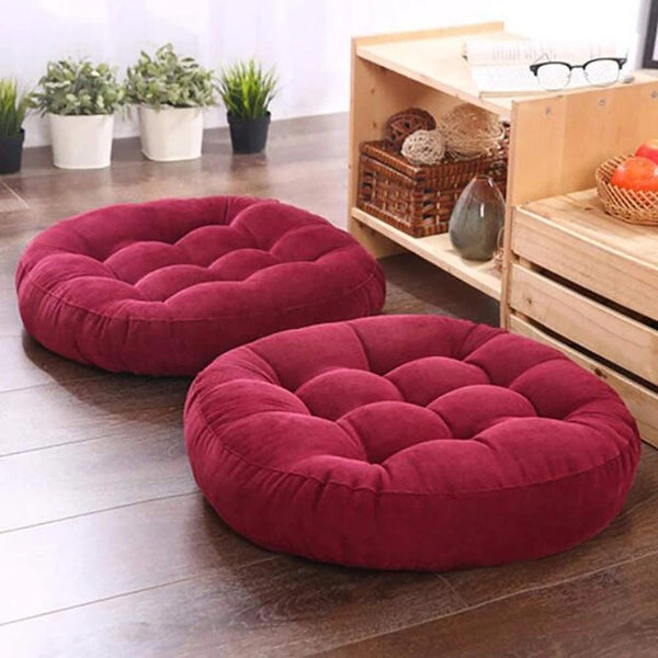 Ultra Comfortable And Soft Round Shape Floor Cushion – Maroon