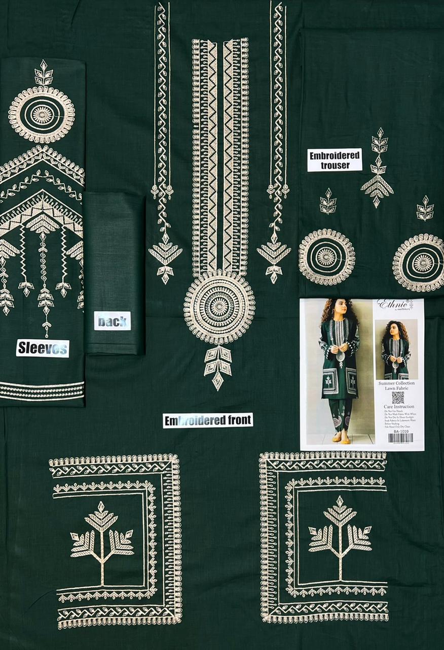 Ethnic 2 PCS Full Embroidered Lawn Dress A48#