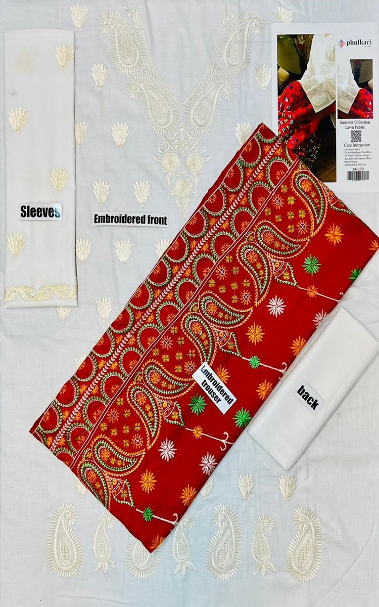 Ethnic 2 PCS Full Embroidered Lawn Dress A48#