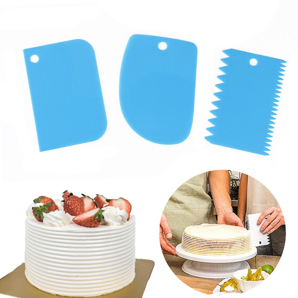 3 Piece Plastic Cake, Dough Scraper Set / Multifunction Fondant Decoration Tool (AJJ)