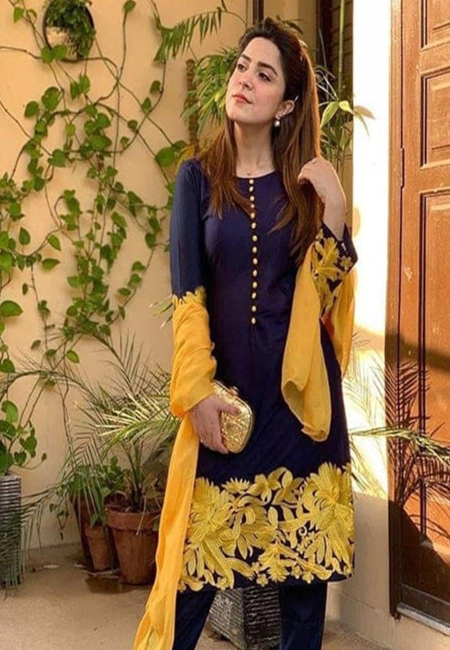 Hina Altaf 2 PCS Full Embroidered Lawn Dress A48#