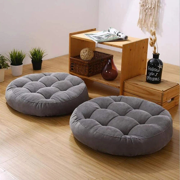 Ultra Comfortable And Soft Round Shape Floor Cushion -Grey