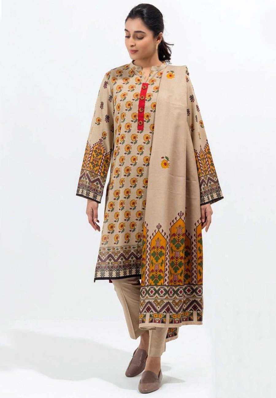 Khaadi 3 PCS Neckline Embroidered Lawn Dress With Printed Lawn Dupatta A43#