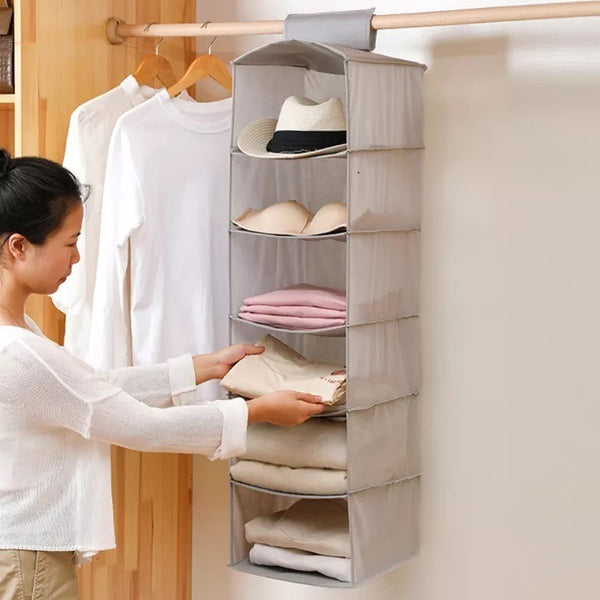 Closet Organizer Hanging Storage Bag / 5 Layers Shelf Foldable Clothing Storage Rack ( Small Size )