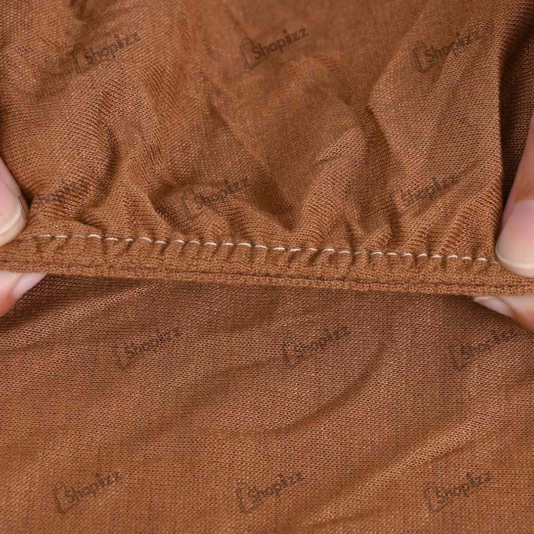 Fitted Style Cotton Jersey Chair Cover - Light Brown