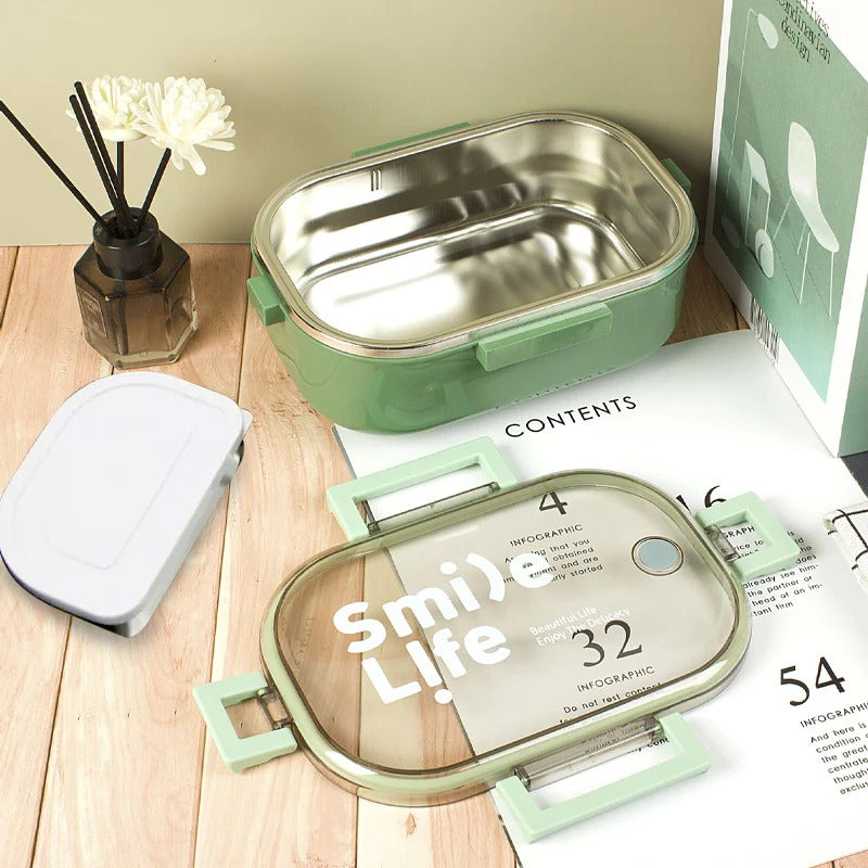 Tedemei Smile Life Lunch Box Plain Stainless Steel With Small Box For Kids
