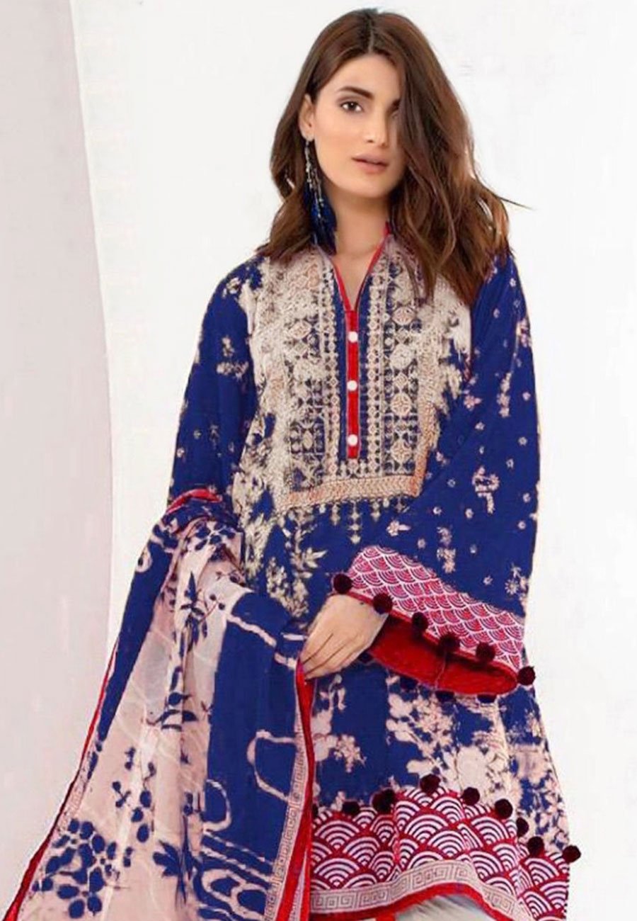 Lime Light 3 PCS Neckline Embroidered Lawn Dress With Printed Lawn Duppata A53#
