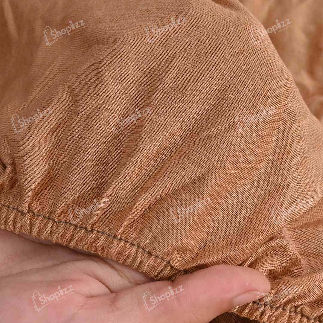 Plain Beige Color Cotton Jersey Fitted Sofa Cover – SSC88010