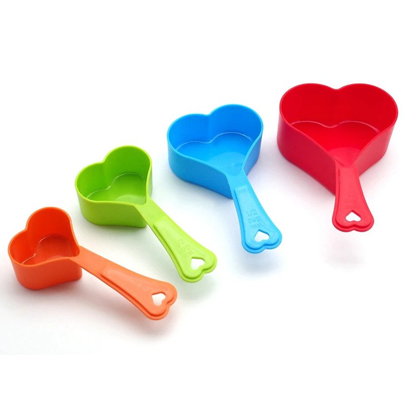 4 Piece Heart Shaped Measuring Cup / Measuring Spoon Set (ACJ)
