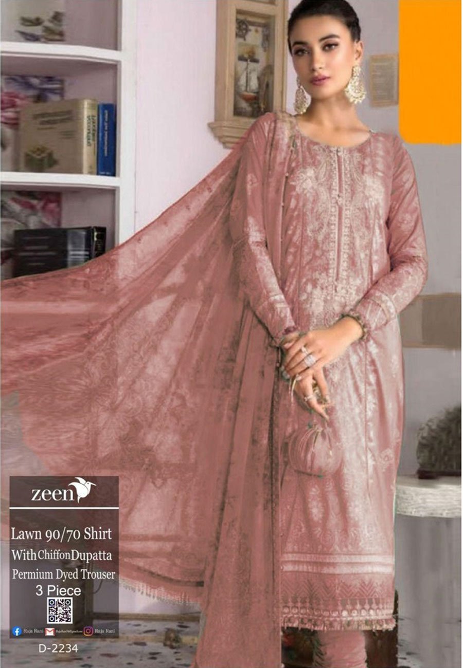 Zeen 3 PCS Full Embroidered Lawn Dress A 48#