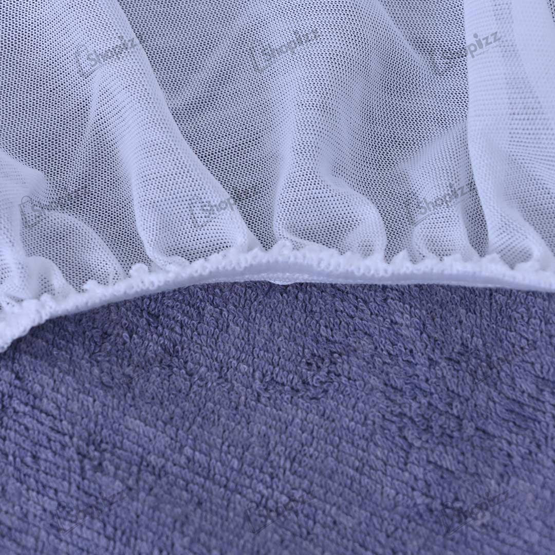 Terry Cotton Waterproof Mattress Protector In Blue Color With Elastic Fitting