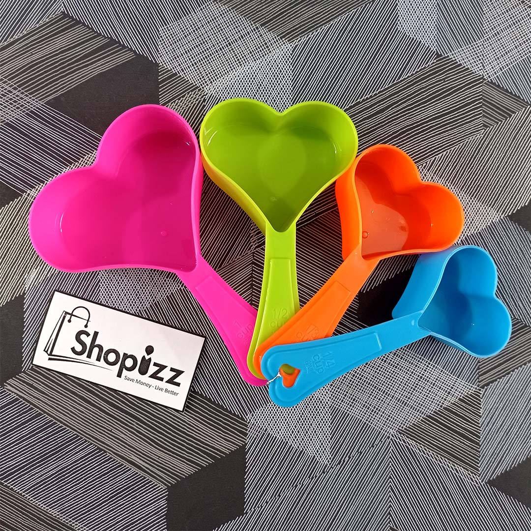 4 Piece Heart Shaped Measuring Cup / Measuring Spoon Set (ACJ)