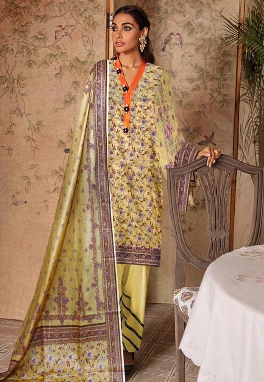 Gul Ahmad 3 PCS Full Printed Lawn Dress With Printed Lawn Duppata A43#