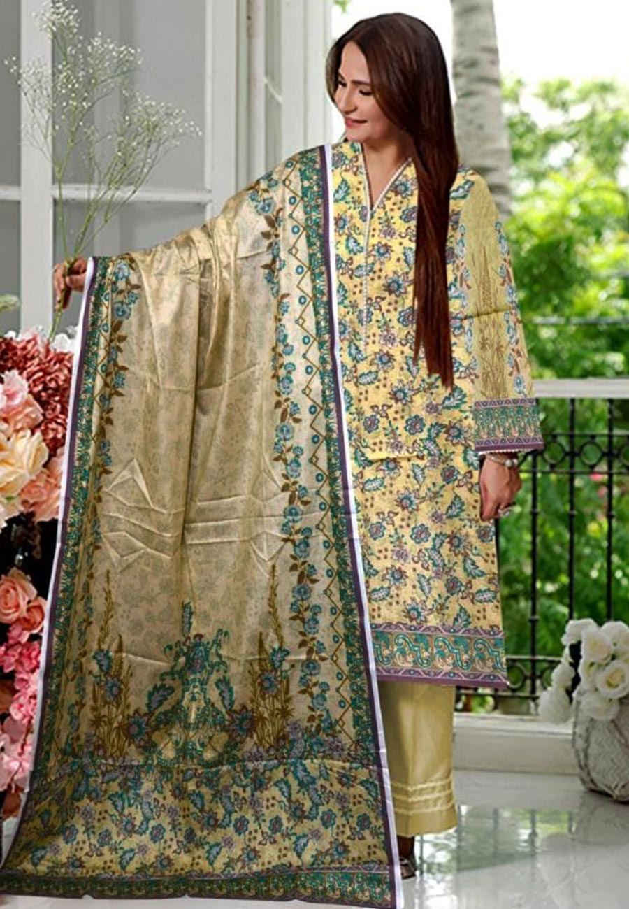 Gul Ahmad 3 PCS Full Printed Lawn Dress With Printed Lawn Duppata A43#