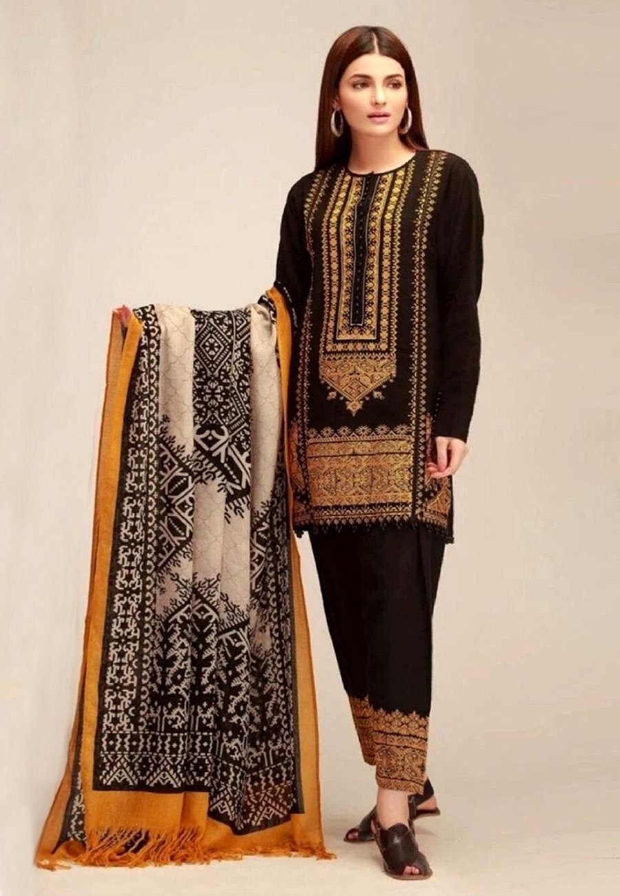 Khaadi 3 PCS Neckline Embroidered Lawn Dress With Printed Lawn Duppata A53#