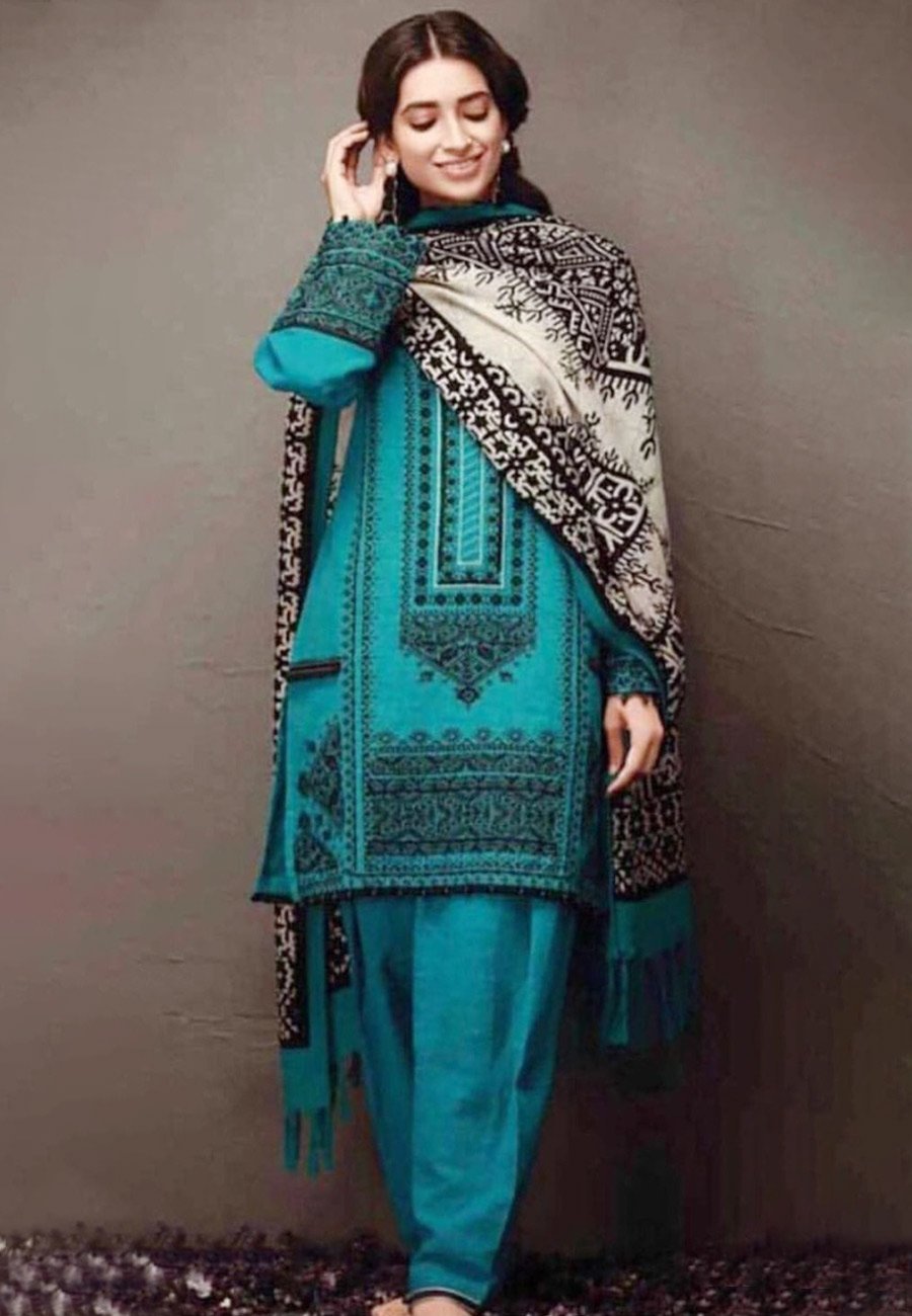 Khaadi 3 PCS Neckline Embroidered Lawn Dress With Printed Lawn Duppata A53#