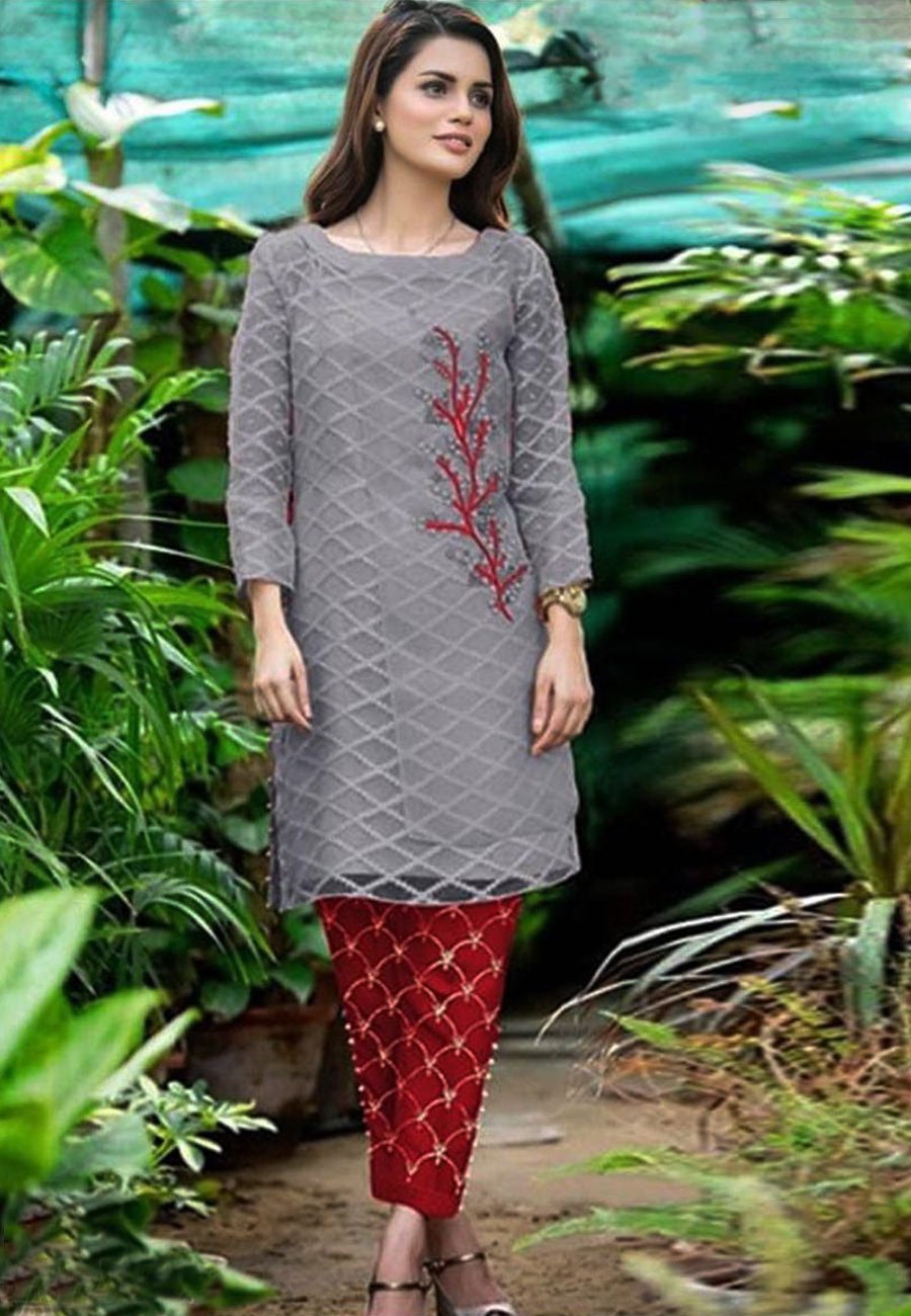 Nakosh 2 PCS Full Embroidered Lawn Dress A48#