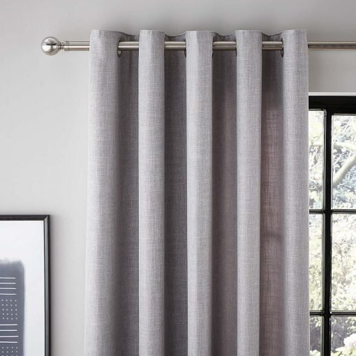 Dunelm Strata Thermal Eyelet Curtains – Silver 60″x90″ – 1 Piece
