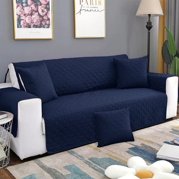 Fine Cotton Quilted Sofa Cover – Blue Color