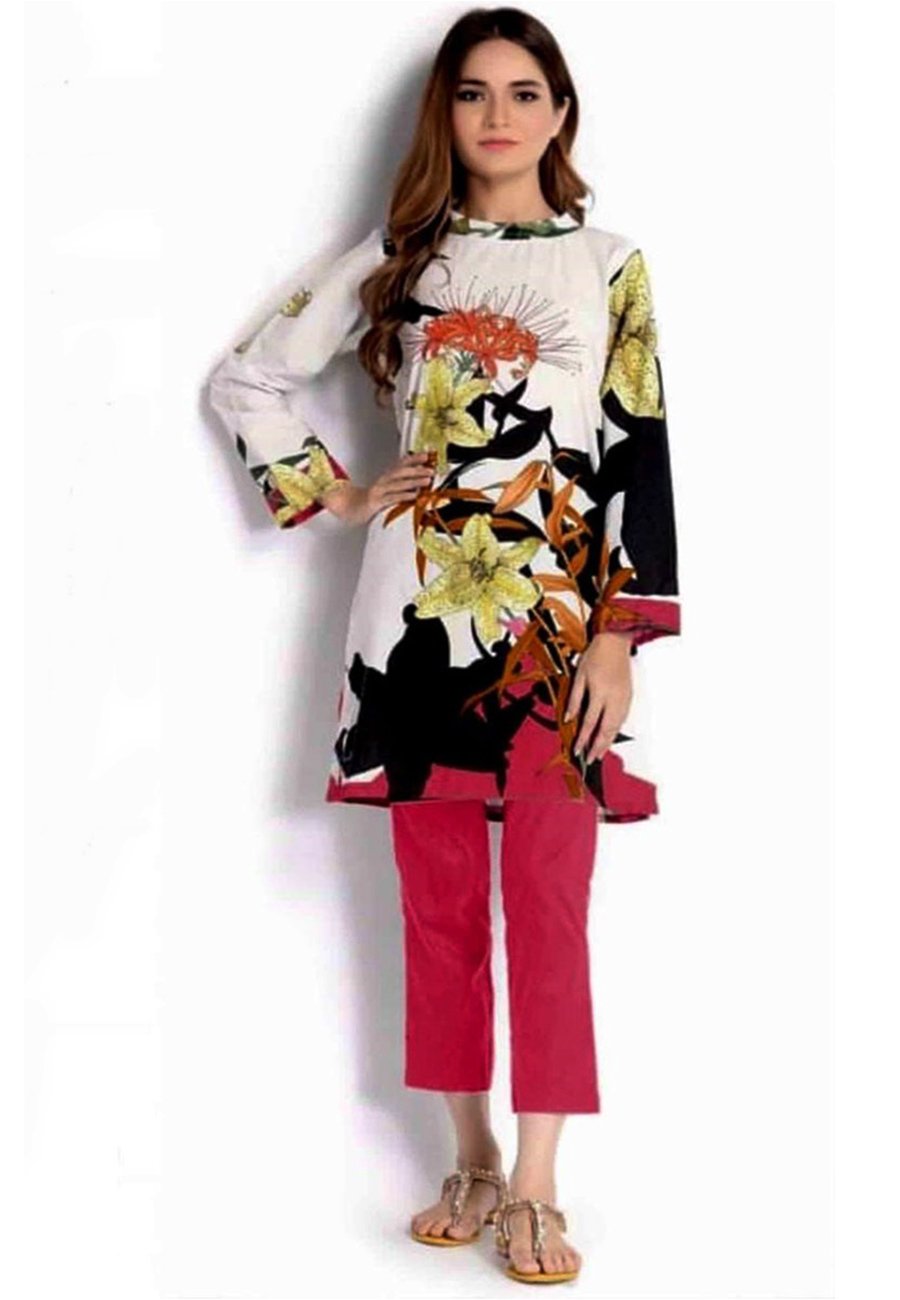 Sana Safinaz 3 PCS Neckline Embroidered Lawn Dress With Printed Chiffon Duppata A40#