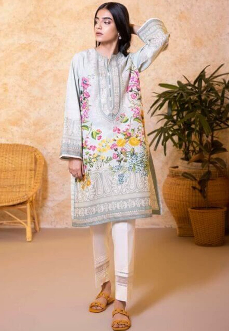 Saphire 3 PCS Neckline Embroidered Lawn Dress With Printed Lawn Dupatta A53#