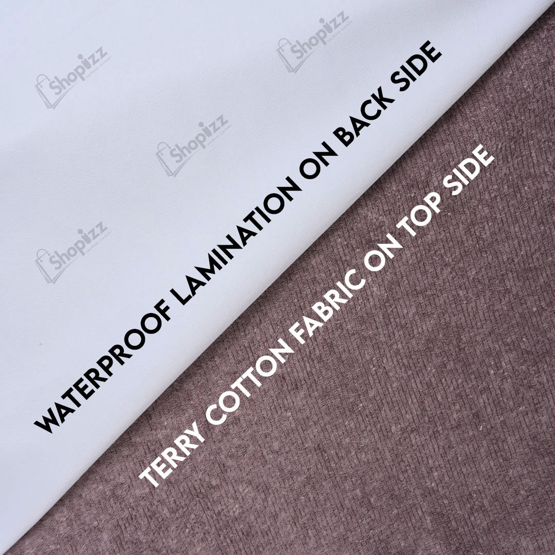 Terry Cotton Waterproof Mattress Protector In Brown Color With Elastic Fitting