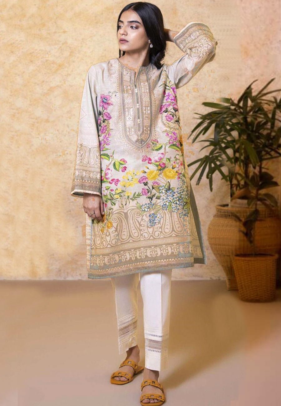 Saphire 3 PCS Neckline Embroidered Lawn Dress With Printed Lawn Dupatta A53#