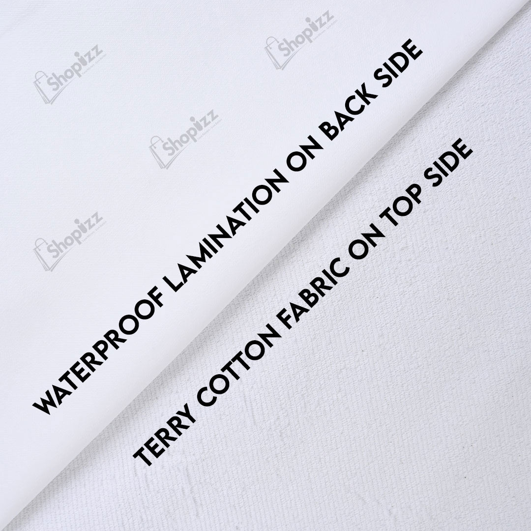 Terry Cotton Waterproof Mattress Protector In White Color With Elastic Fitting