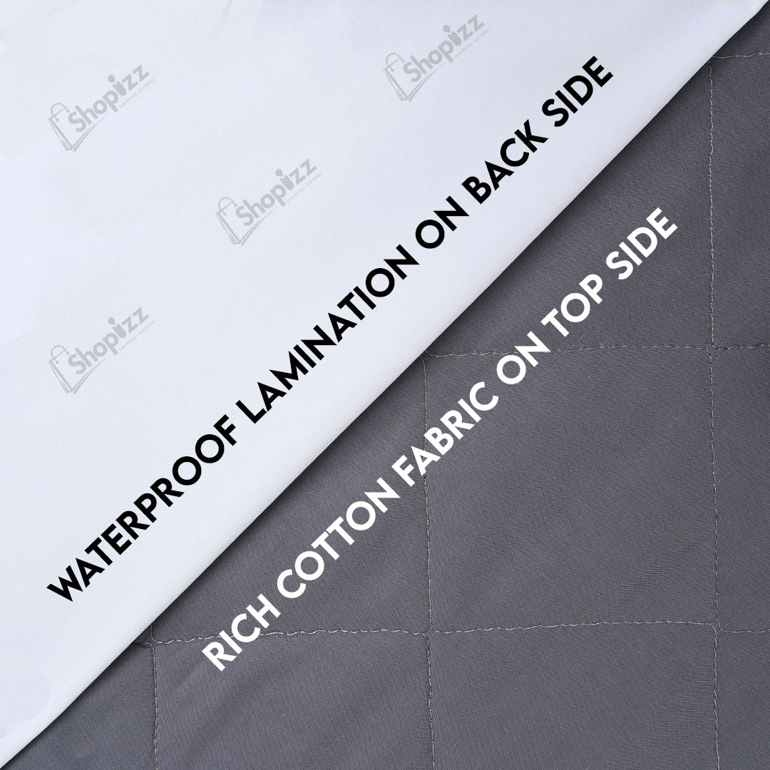 Quilted Waterproof Mattress Protector in Grey color with Elastic Fitting