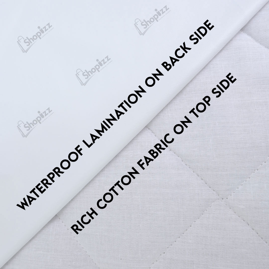 Quilted Waterproof Mattress Protector In White Color With Elastic Fitting