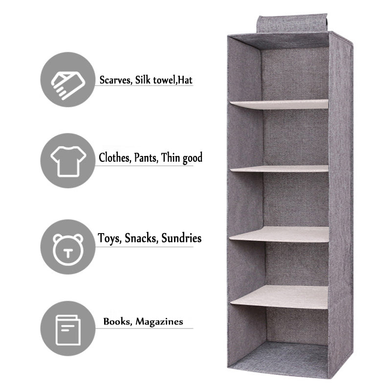 Closet Organizer Hanging Storage Bag / 5 Layers Shelf Foldable Clothing Storage Rack ( Small Size )